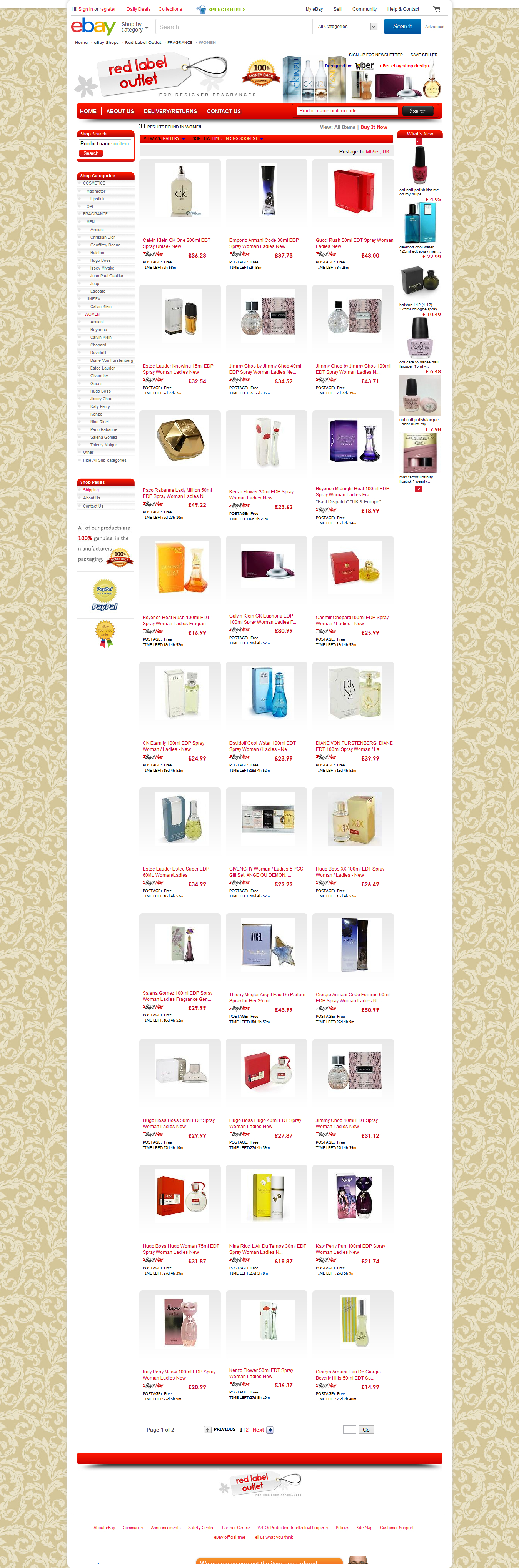 Red Label Outlet category page ebay shop design