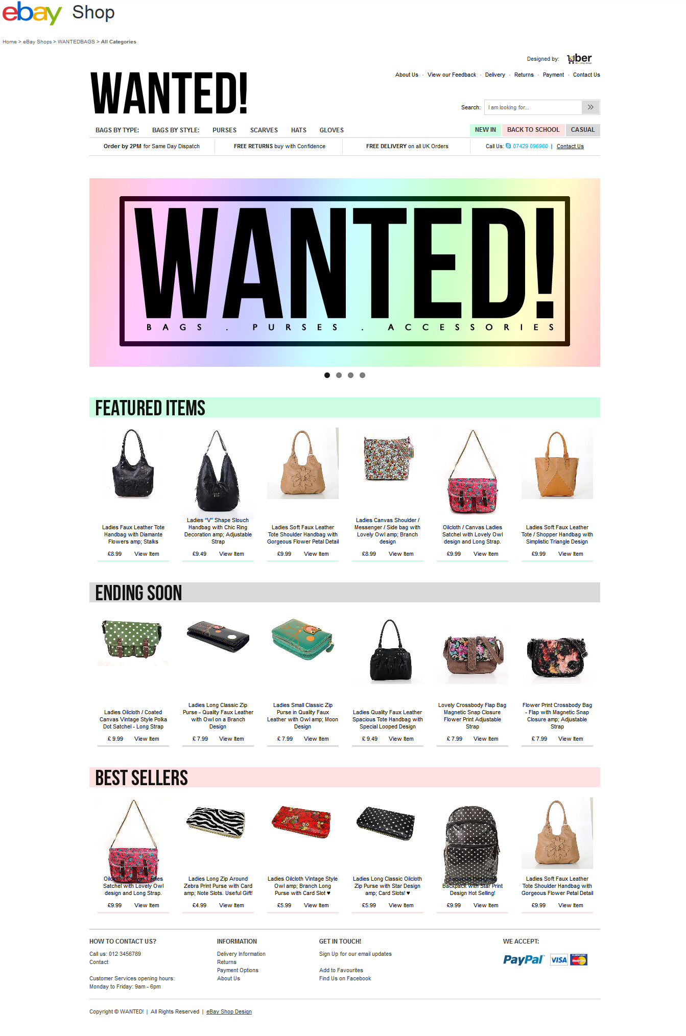 WantedBags ebay shop design
