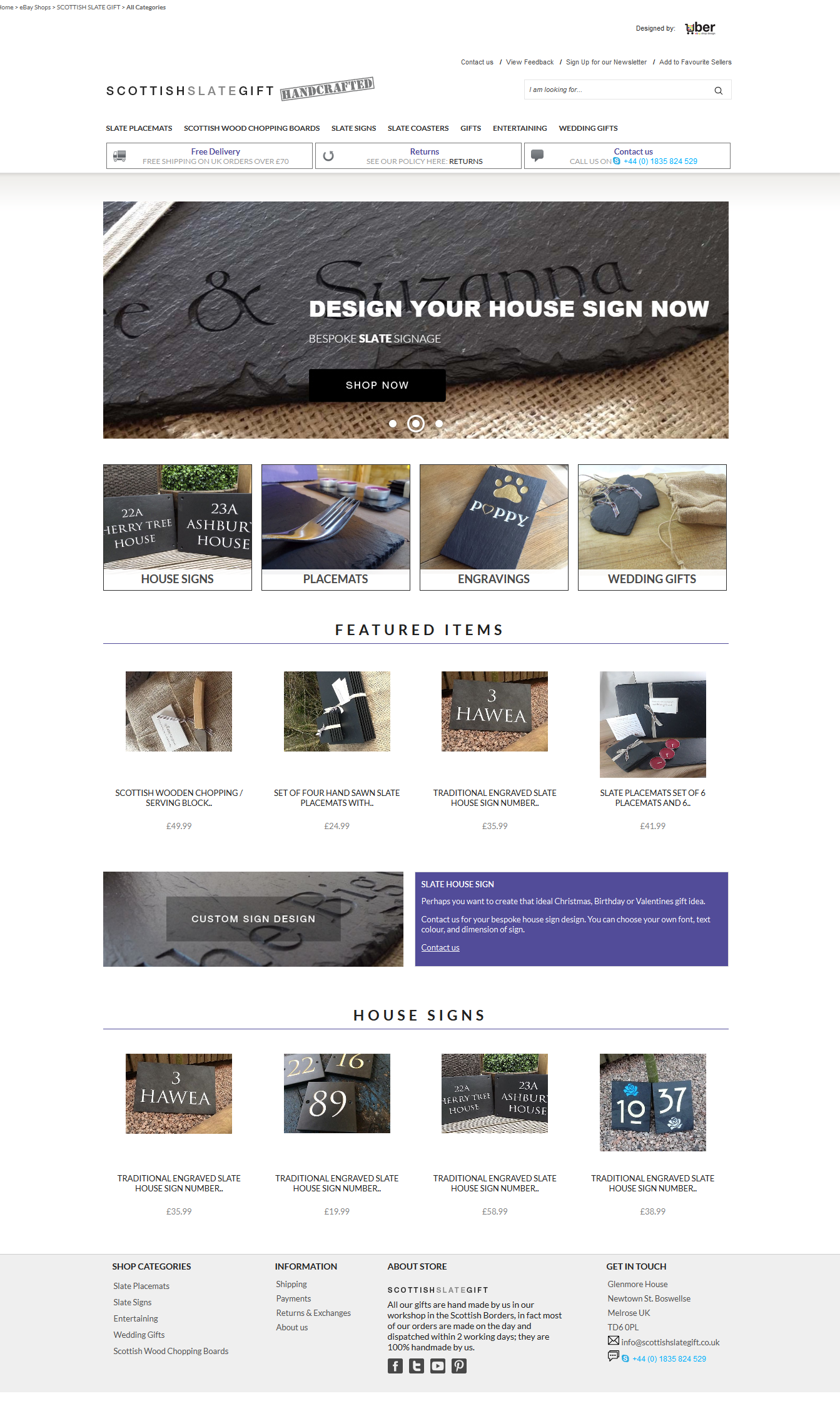 SCOTTISH SLATE GIFT home page design