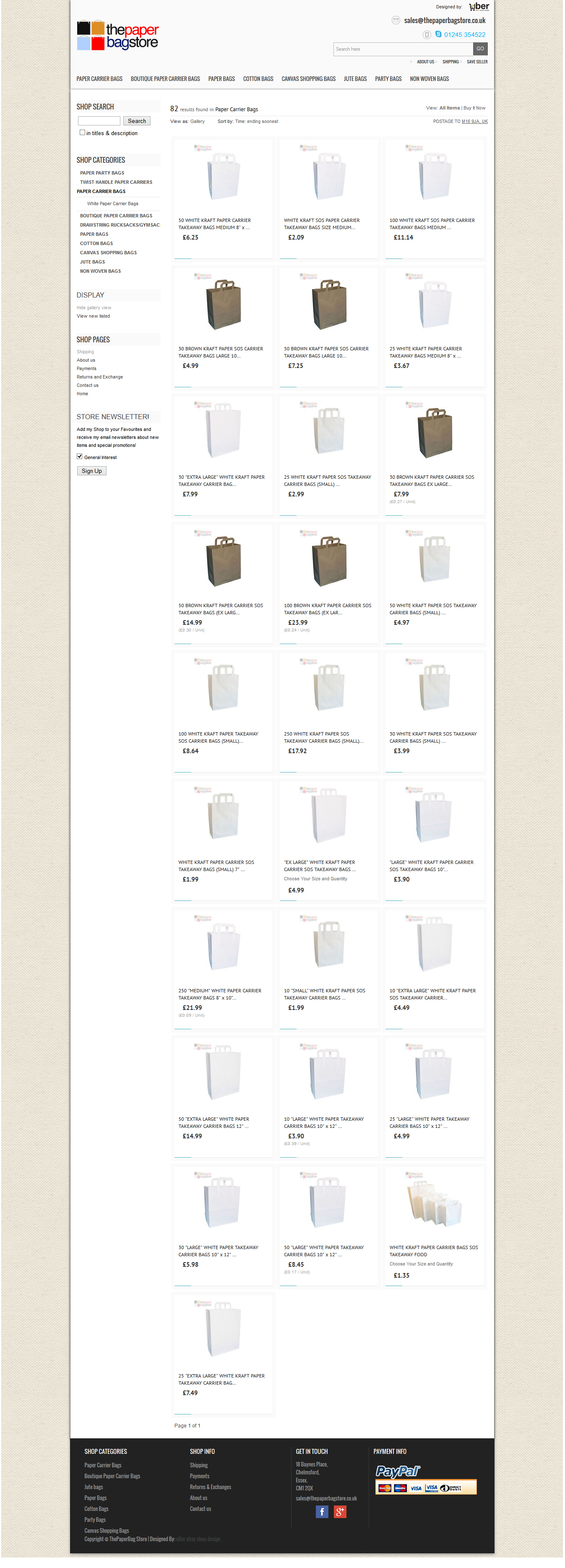 The paper bag store Ltd ebay category page design