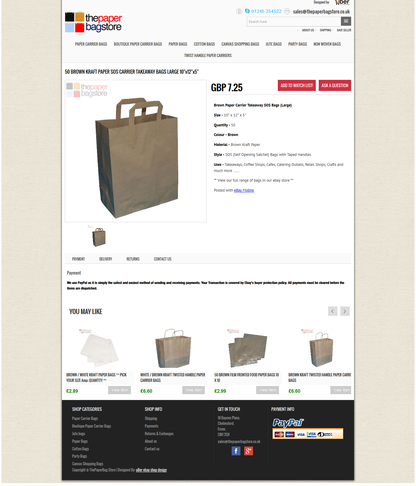 Thepaperbagstore Ltd item page design